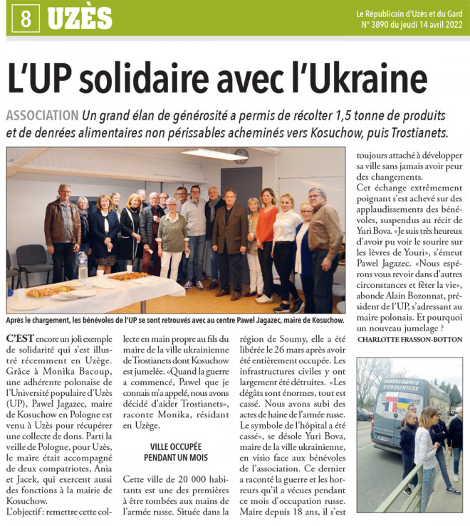 14/04 | L'UP solidaire avec l'Ukraine