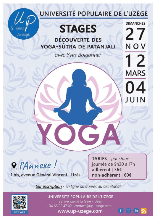 27/11/22 | STAGE YOGA : découverte des Yoga-Sûtra de Patanjali