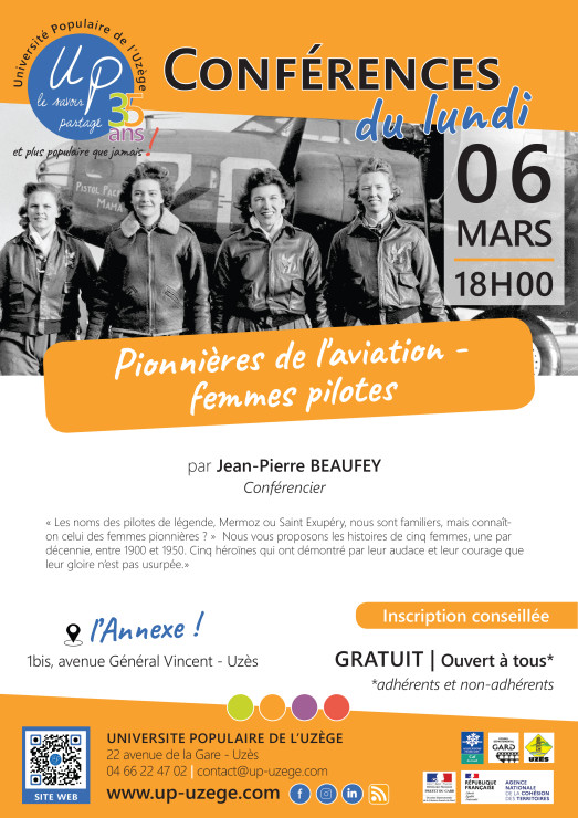 06 mars | Conférence du lundi : Pionnières de l'aviation - femmes pilotes