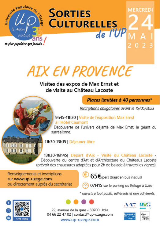 24 mai |  Sortie culturelle Aix en Provence