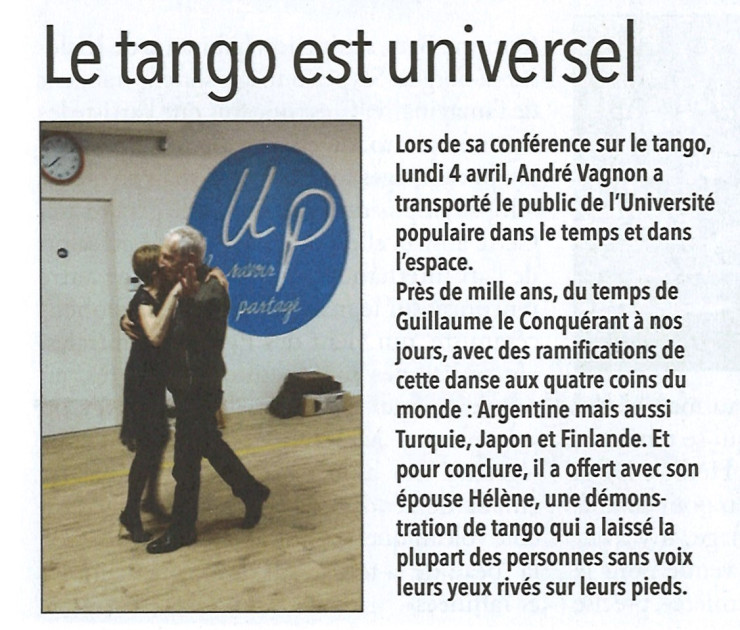 3 avril 2023 | conférence du lundi : Le tango