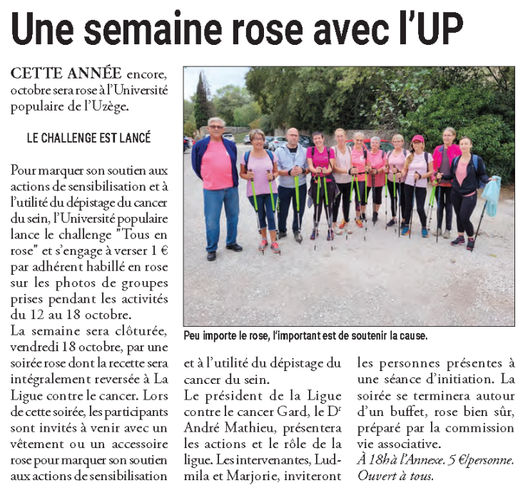 Une semaine rose avec l’UP 