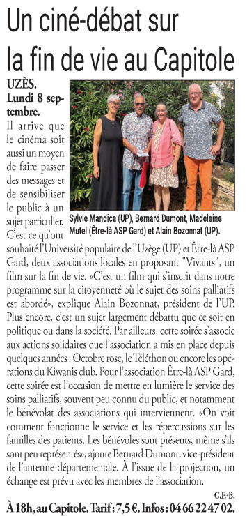 Un ciné-débat sur la fin de vie au Capitole UZÈS