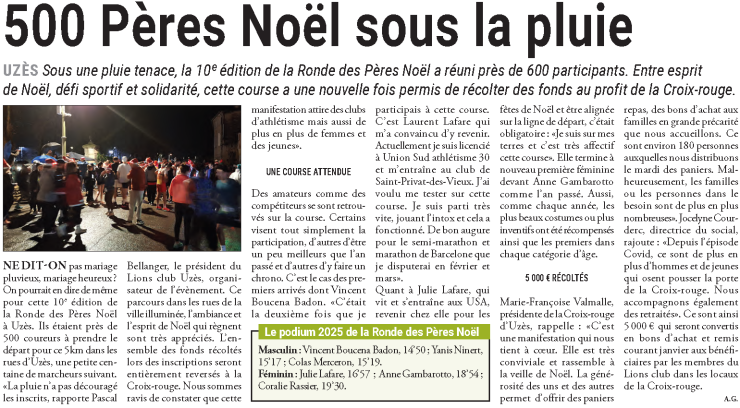 500 Pères Noël sous la pluie