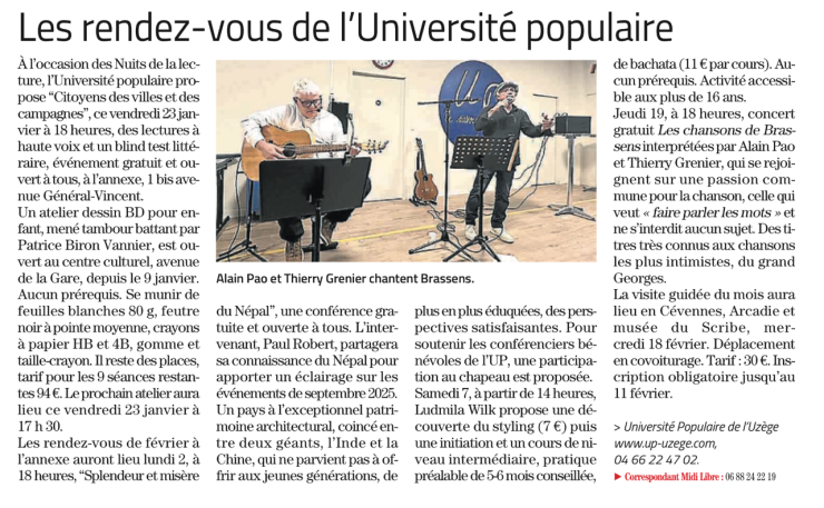 Les rendez-vous de l'Université populaire