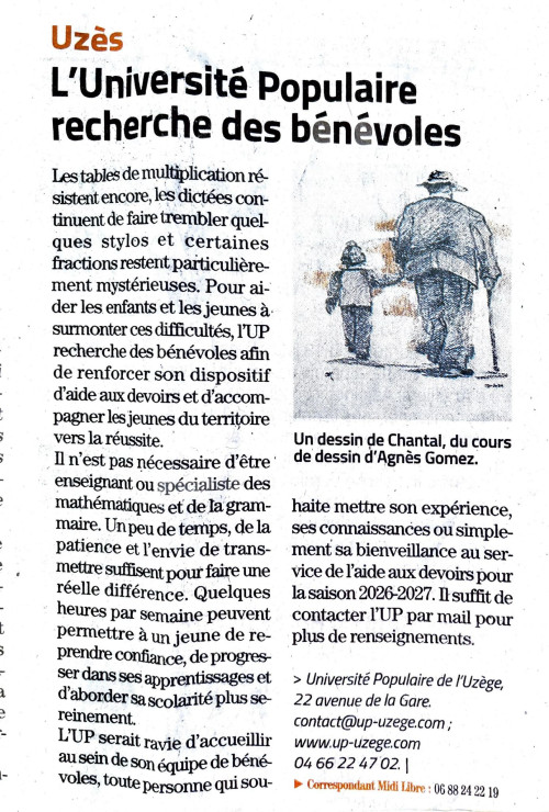 Midi Libre - L'Université Populaire recherche des bénévoles